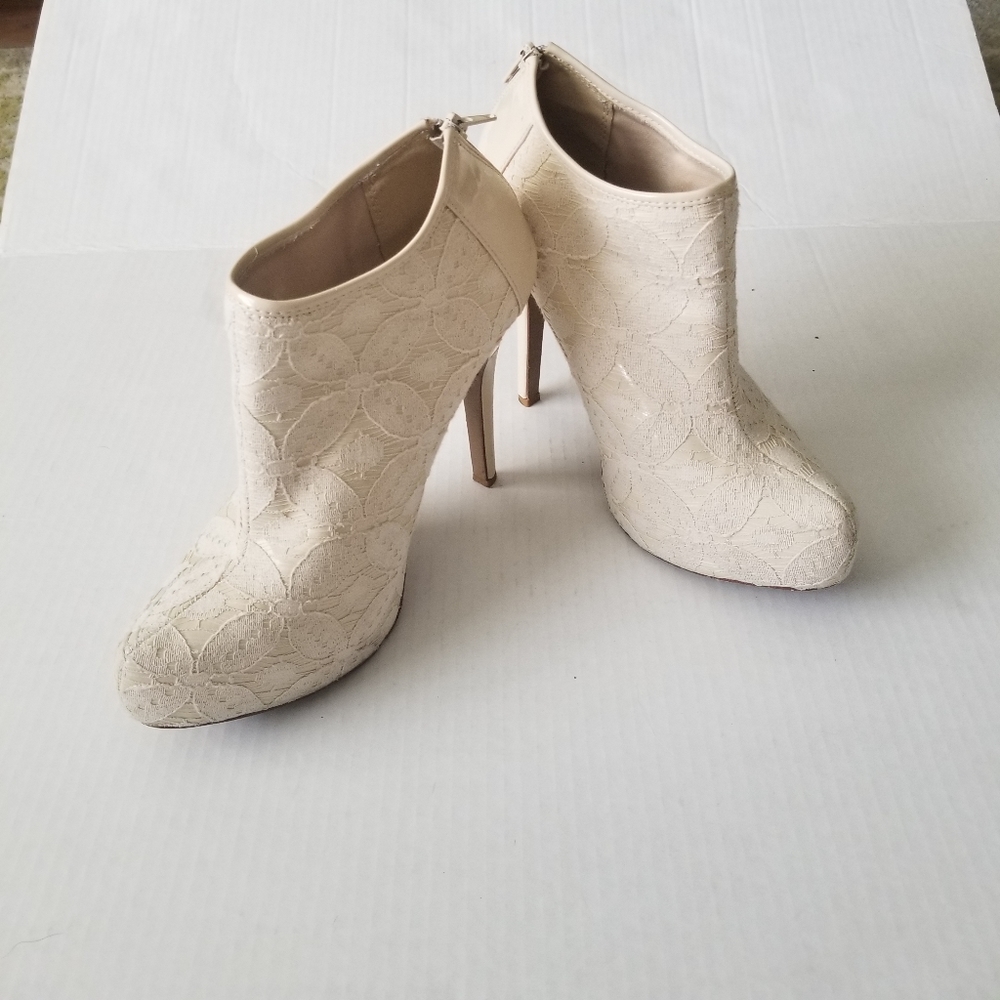 SALE! Charlotte Russe Cream Lace  Ankle Boots
